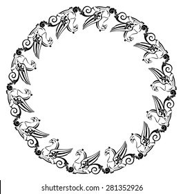 Round frame with gryphons