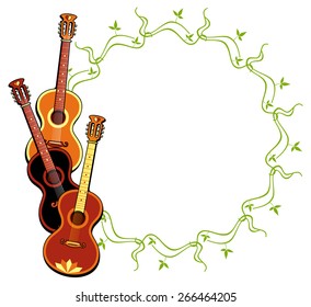 Round frame with guitars