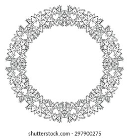 Round frame with hearts. Circle frame hand drawn. Round frame vector. EPS10 hand drawn vector illustration.