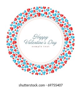 Round frame from hearts confetti Valentine's day or Wedding vector background