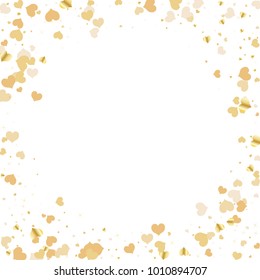 Round frame of hearts. Gold on white. Image for Valentine's Day