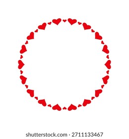 Marco redondo de corazones aislados sobre un fondo blanco, Ilustración vectorial, diseño plano. Un elemento festivo y romántico para San Valentín, bodas, postales, saludos con un espacio de texto vacío