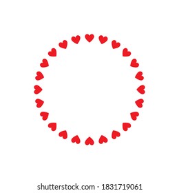 Runder Rahmen von Herzen, einzelne Vektorromantische Rundrahmen mit Herzen für die Verzierung von Grußkarten, Hochzeitseinladungen