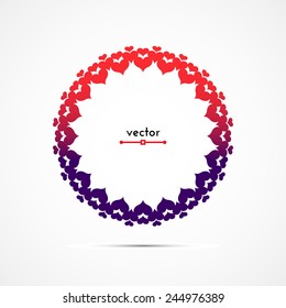 Round frame of hearts. Vector illustration.