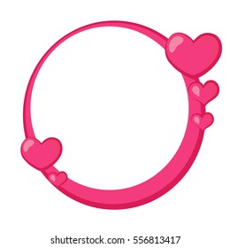 Round frame with hearts. Vector illustration.