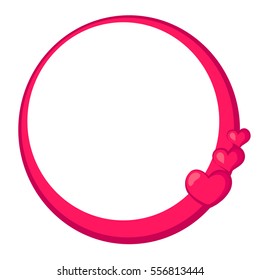 Round frame with hearts. Vector illustration.