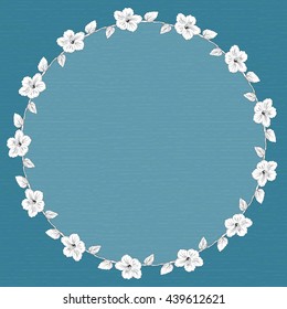 round frame with hibiscus flowers. Vector illustration.