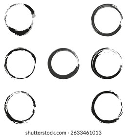 Icono de marco redondo. Círculo de tinta artística. Forma de anillo Grunge. Vector de pincelada.