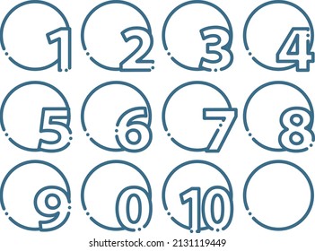 Round frame icon with numbers arranged in order