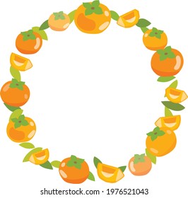 Round frame illustration of the persimmon