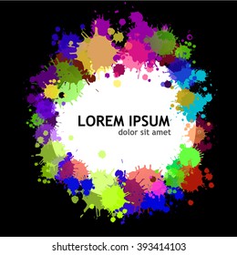 round frame with ink spots. Vector