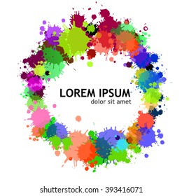 round frame with ink spots. Vector