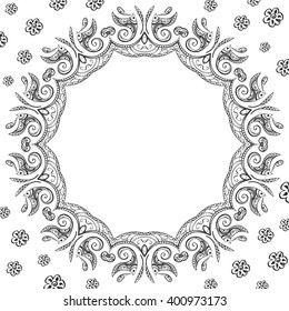 Round frame for an inscription. Ethnic patterns