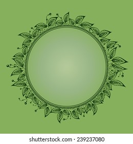 Round frame with leaf ornaments