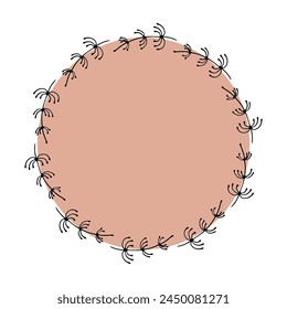 Marco redondo con hojas. Fondo para texto sobre fondo aislado. Vector gráfico.