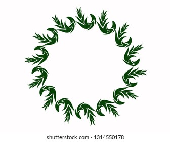 Round frame with leaves decor