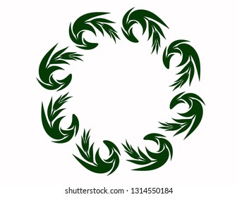 Round frame with leaves decor