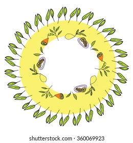 Round frame with a lemon