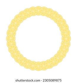 Rundrahmen mit Zitronenscheiben. Einzige Vektorgrafik auf weißem Hintergrund.