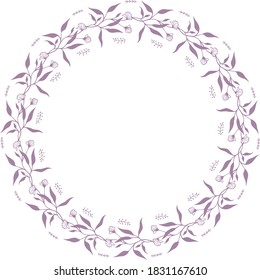 
Round frame of light lilac flowers