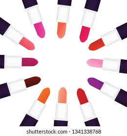 round frame of lipsticks