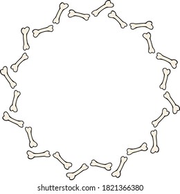Round frame with little bones. Vector image.