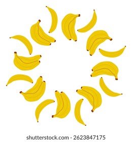 Round frame made of bananas in Hand drawn style.