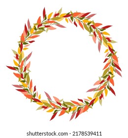 Round frame made of bright autumn leaves with space for text.