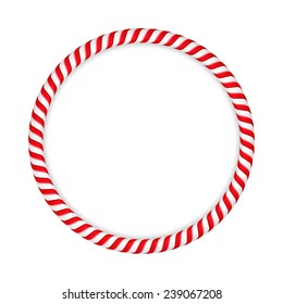 Round Frame Made Of Candy Canes, Vector Eps10 Illustration