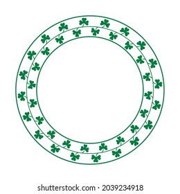 Round frame made clover leaves bringing good luck