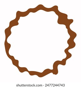 Round frame made of coffee-like liquid, that make round. Isolated on white background (backdrop). Drinks. Beverage. Vector illustration.