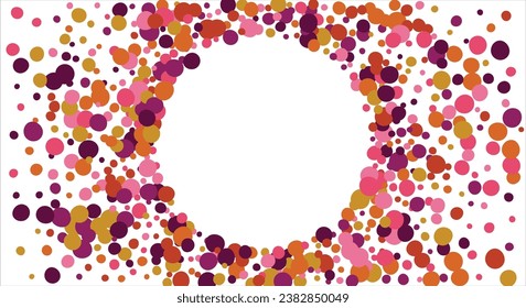 Round frame made of colored circles. banner Place for text. Horizontal background. Vector illustration.