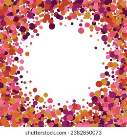 Marco redondo hecho de círculos de colores. banner Place for text. Fondo horizontal. Ilustración vectorial.