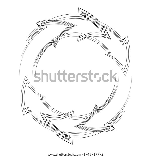Round frame made of dashed arrows. Separation\
object. Vector outline object for invitations, banners, cards and\
your design.