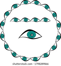 
Round frame made of eyes. Border for text.