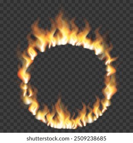 Round frame made of fire. Realistic fire. Flame fire illustration.