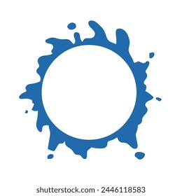 Round frame made of hand drawn water waves, or it looks like spread out liquid (beverage). Isolated on white background (backdrop). Vector illustration.