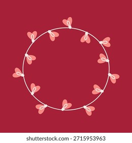 Marco redondo hecho de luces de cadena en forma de corazón para el texto de San Valentín