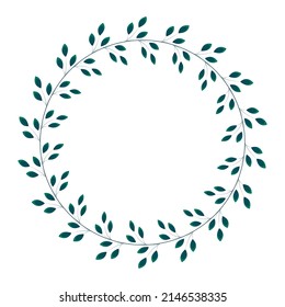 Marco redondo hecho de hojas. Diseño para volante, pancarta, postal. Ilustración del vector aislada en fondo transparente