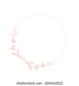 Round frame made of pink flowers. Poppies vector stock illustration. A gentle invitation card for a wedding. An element for postcards, a poster to save a date or a greeting design.