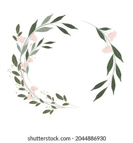 Round frame made of pink flowers. Poppies vector stock illustration. A gentle invitation card for a wedding. An element for postcards, a poster to save a date or a greeting design.