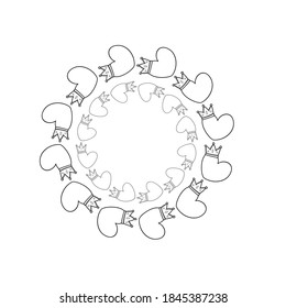 Round frame made of the queen of love. Vector illustration.