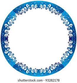 Round frame made of sea waves, graphic stylized vector illustration.