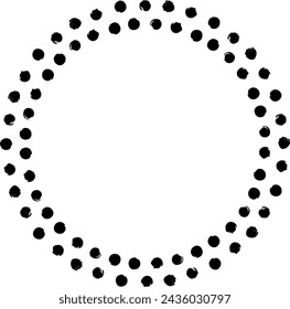 A round frame made of small circles drawn with a brush.