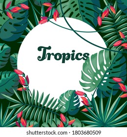 Marco redondo de plantas tropicales.