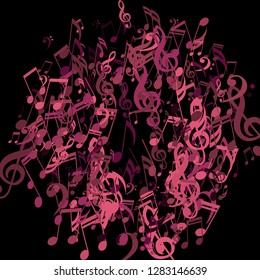 Round Frame of Musical Notes. Modern Background with Notes, Bass and Treble Clefs. Vector Element for Musical Poster, Banner, Advertising, Card. Minimalistic Simple Background.