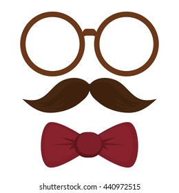 round frame mustache bowtie