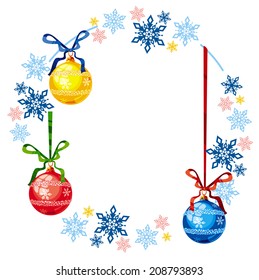 Round frame with New year balls