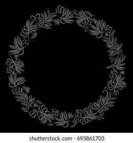 Round frame. . Olive tree as a symbol of eternal peace in Christian religion. Vector design.