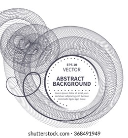 Round frame on background of abstract graphic digital wave curved lines